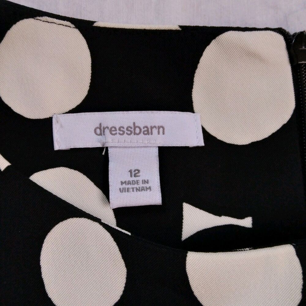 Dressbarn Dress Shift Sheath Black White Circles Geometric Career Women's 12 - Picture 4 of 9